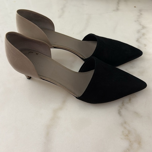 Vince Black and Tan color blocked Heels with Pointed Toe - Picture 3 of 8